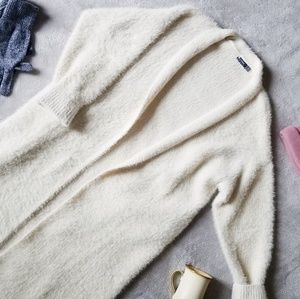 Bershka Longline Fuzzy Cardigan